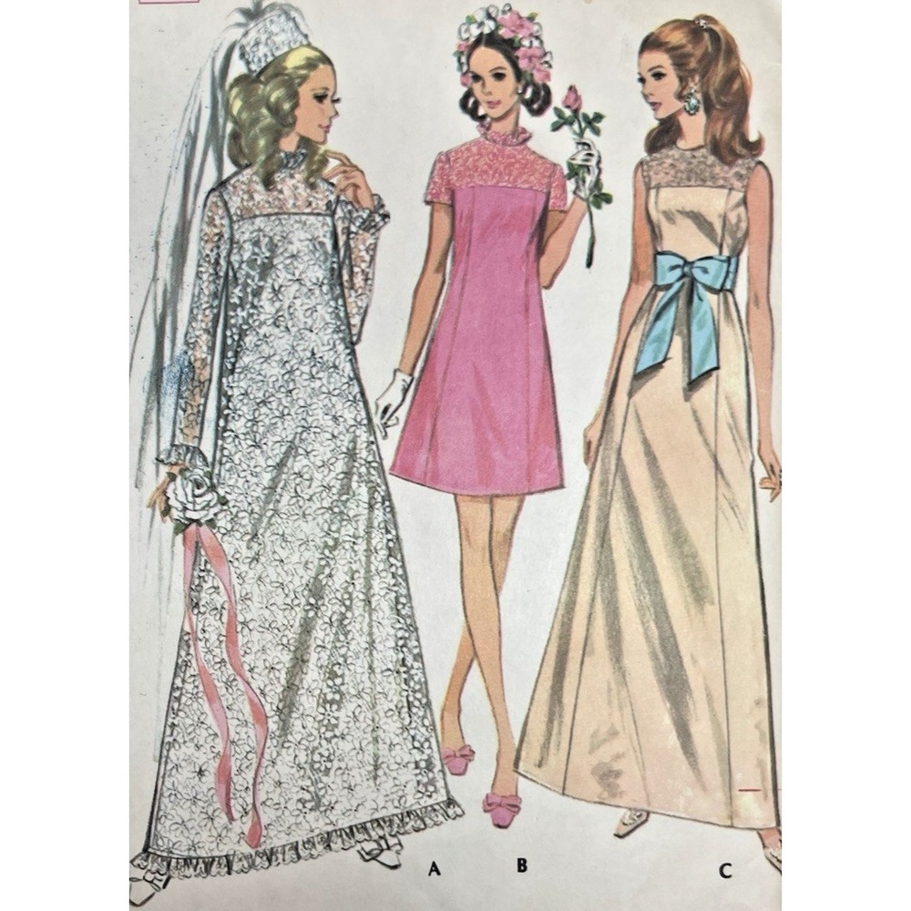 ⚜️Vtg 1969 McCalls #9799 Wedding Bride's Maid Dress  Sz 12  Cut Pattern